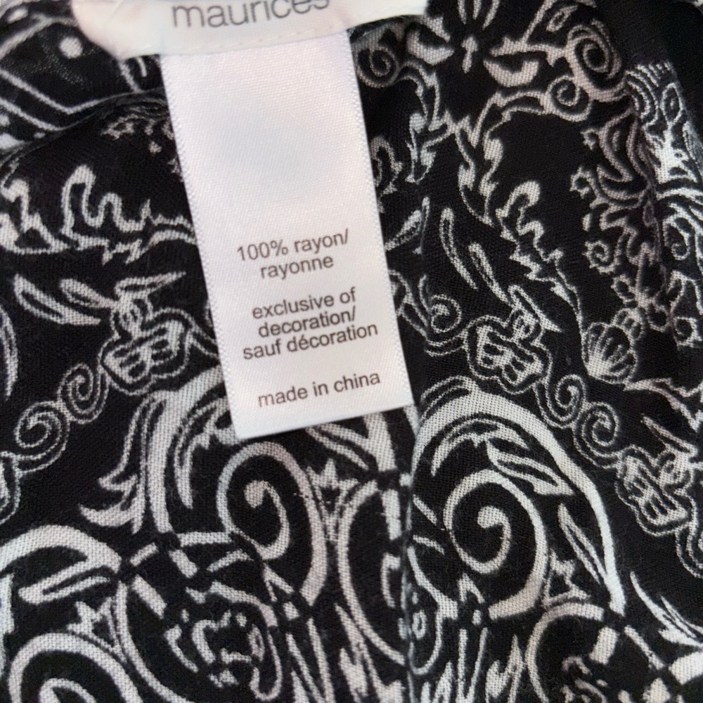 Maurices Black & White Boho Kimono Open Front Duster with Tassel Hems Oversized - Picture 6 of 7